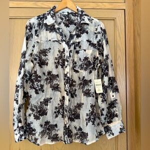 NWT Coldwater Creek Extended Size Tonal Printed Shirt / Snap Close / 18